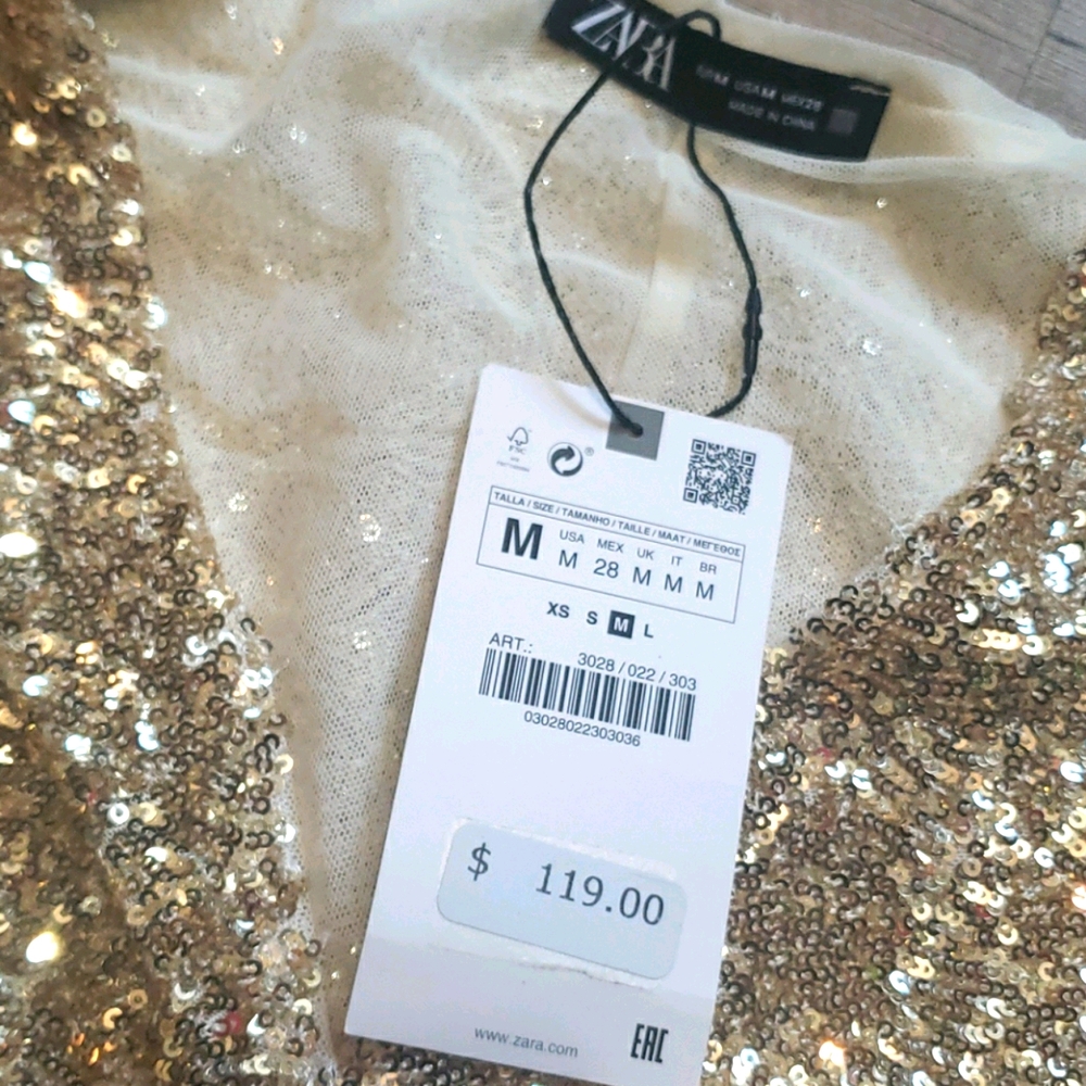ZARA LIMITED EDITION DRAPED SEQUIN GOLD DRESS - Picture 12 of 16